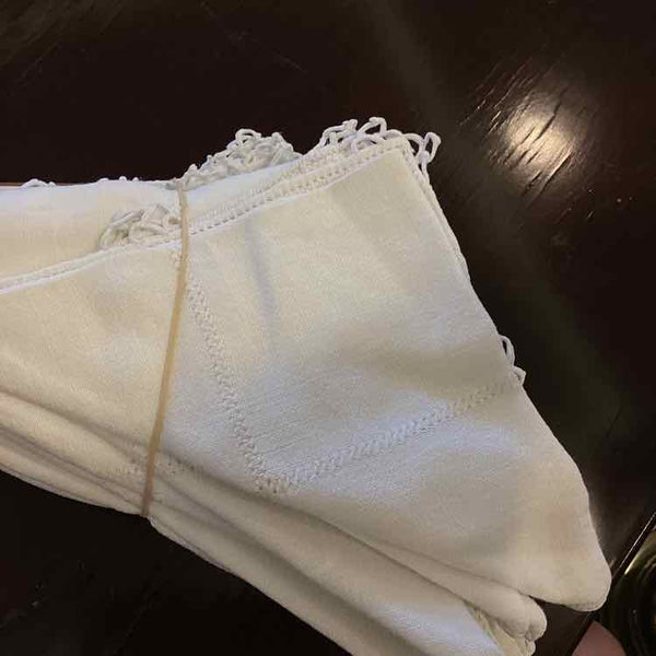 Eleven Linen Cutwork Napkins