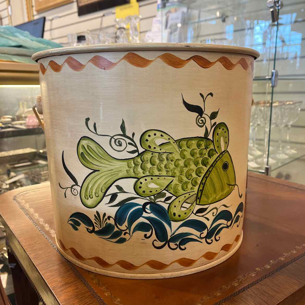 Tin Vintage Tole Fish Bucket