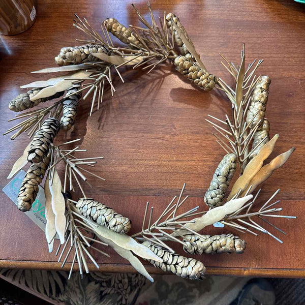 Brass Wreath with Pine Cones