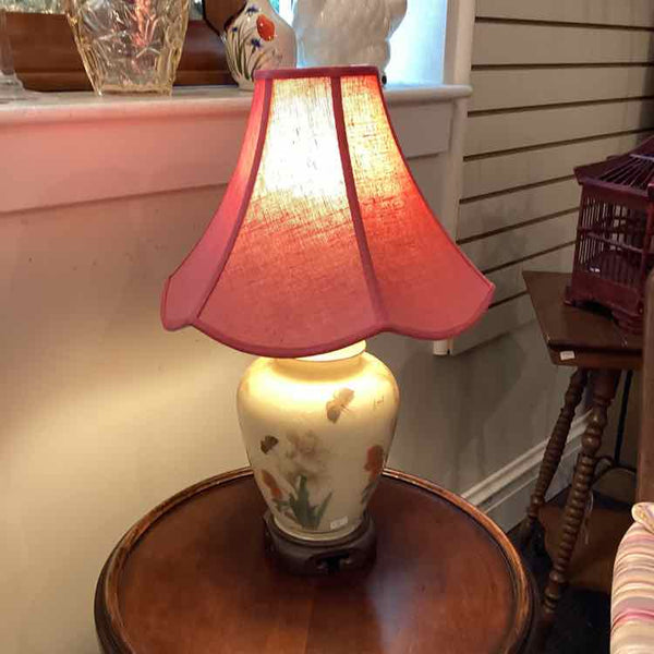 Floral Lamp with Pink Shade