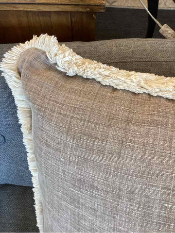 Taupe Pillow With Fringe/Down