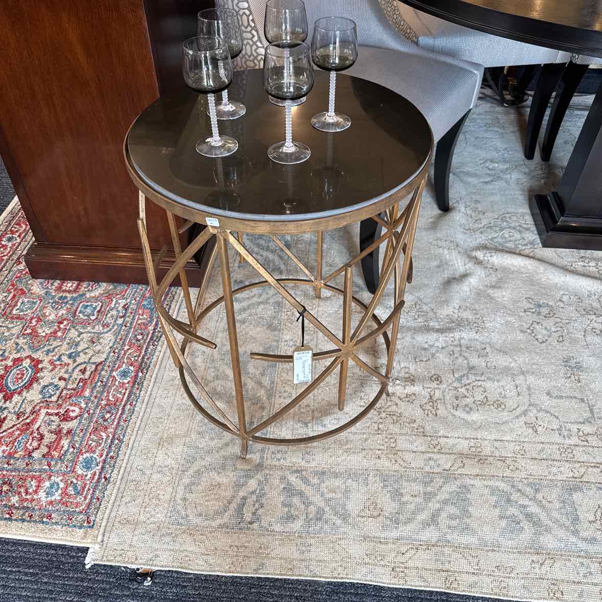 Antique Gold Leaf Wrought Iron And Granite Side Table