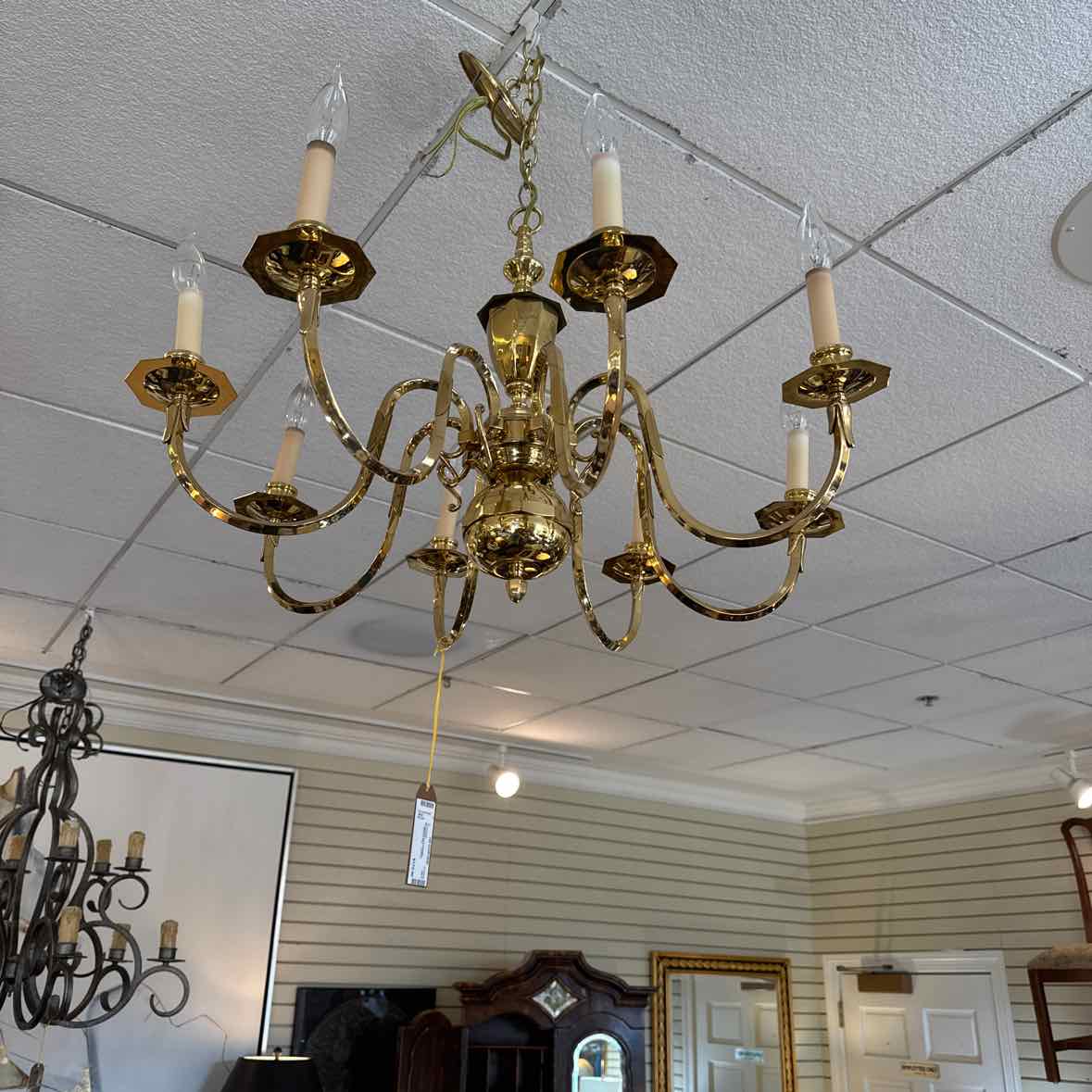 8-Light Brass Chandelier
