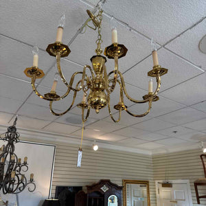 8-Light Brass Chandelier