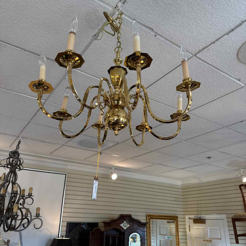 8-Light Brass Chandelier