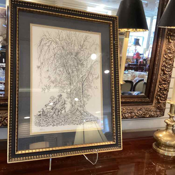 Lithograph Of Couple Under Tree