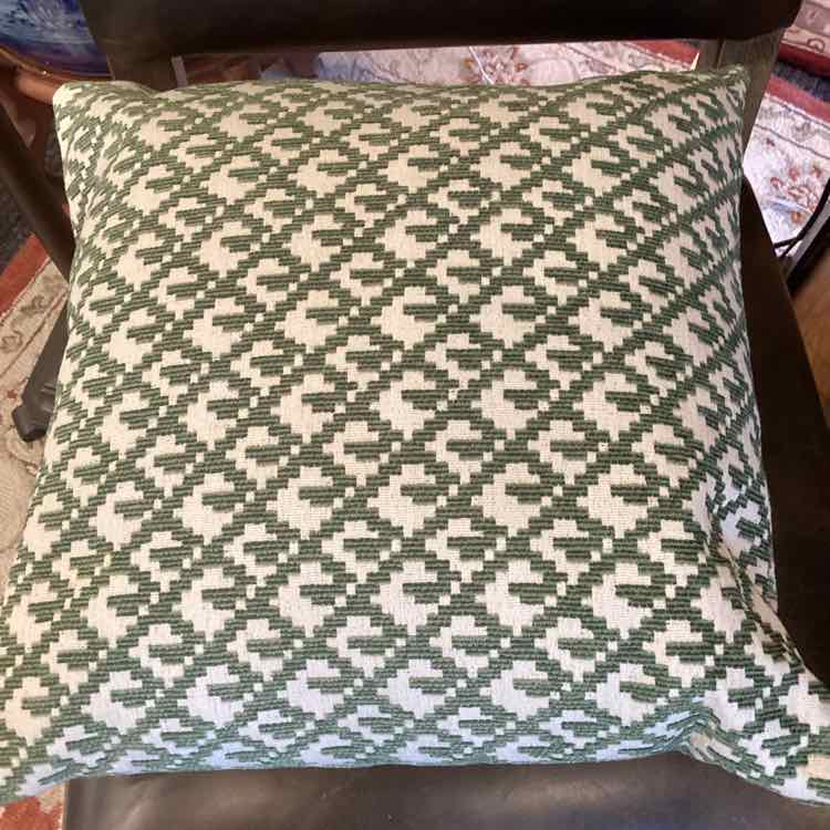 Green & White Square Pillow