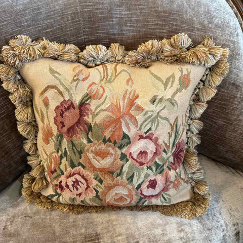 Needlepoint Pillow with Fringe