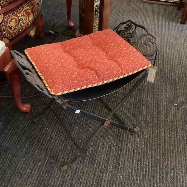 Iron Stool with Red Cushion