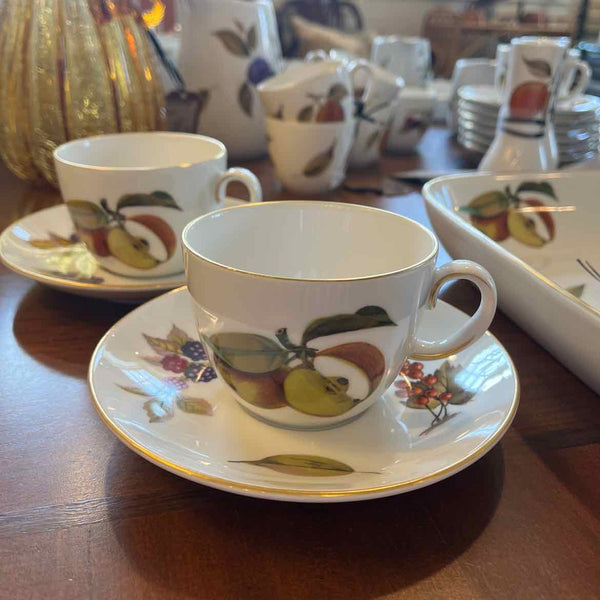 Royal Worcester "Evesham" Set of 2 Cups and Saucers