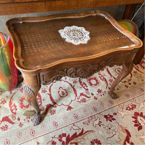Vintage Glass-Top Coffee Table