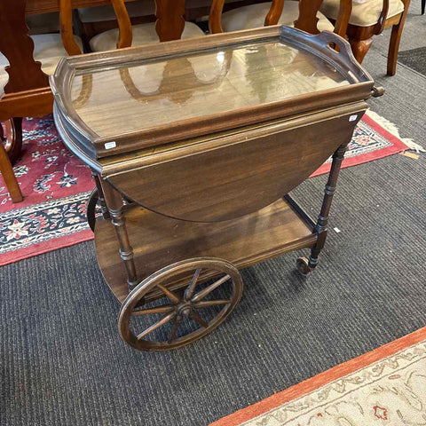 Mahogany Tea Table with Glass Tray