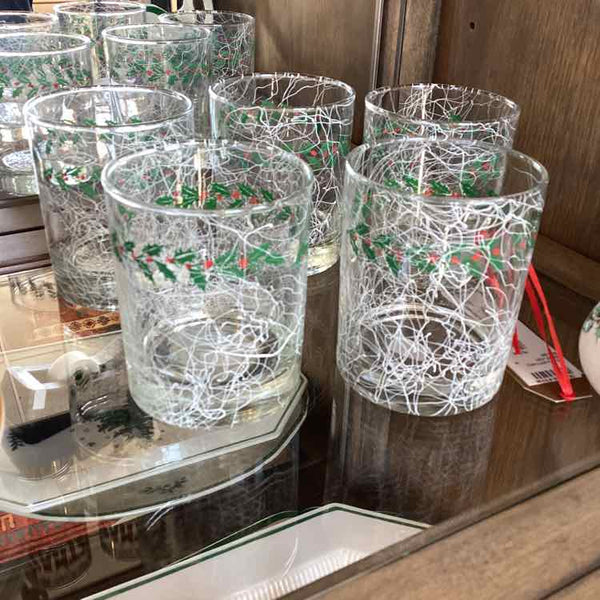 Set of 5 Holly Glasses