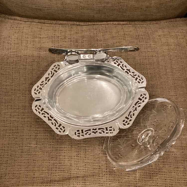 Pewter Butter Dish w/Knife