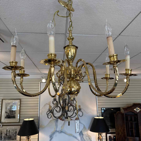 8-Light Brass Chandelier