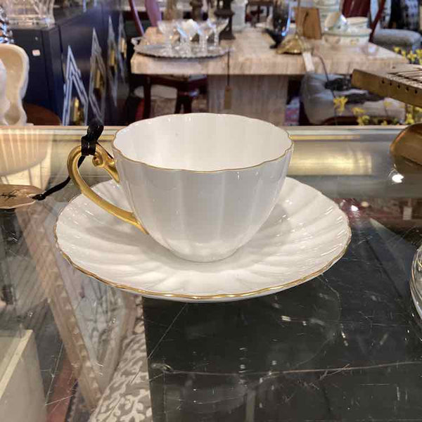 Shelley White and Gold Cup & Saucer