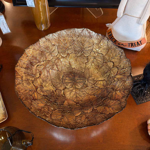 Glass Copper Leaf Bowl