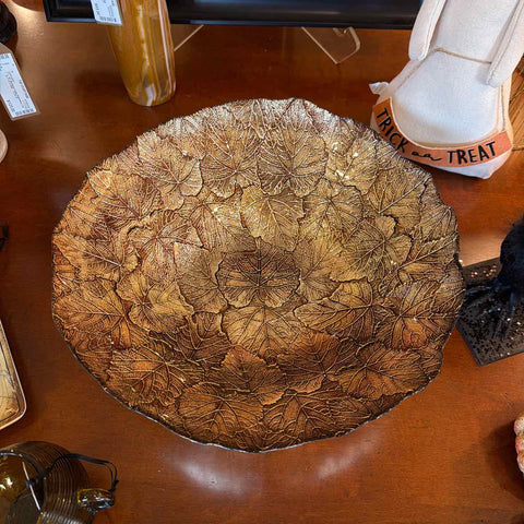 Glass Copper Leaf Bowl