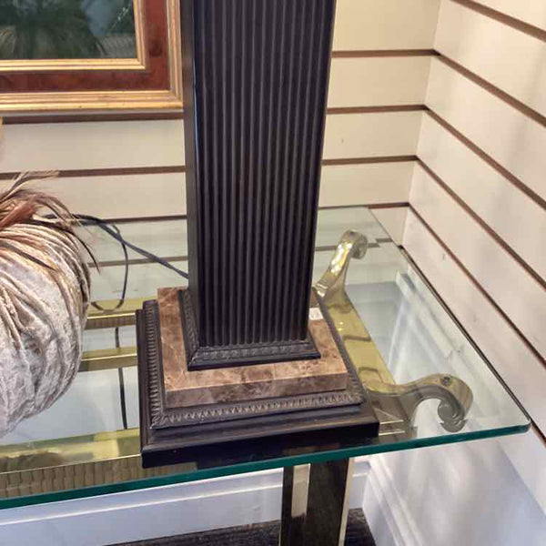 Fluted Column Lamp w/Stone Base