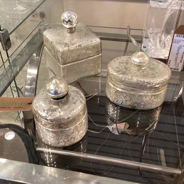 Set Of Three Mercury Glass  Boxes