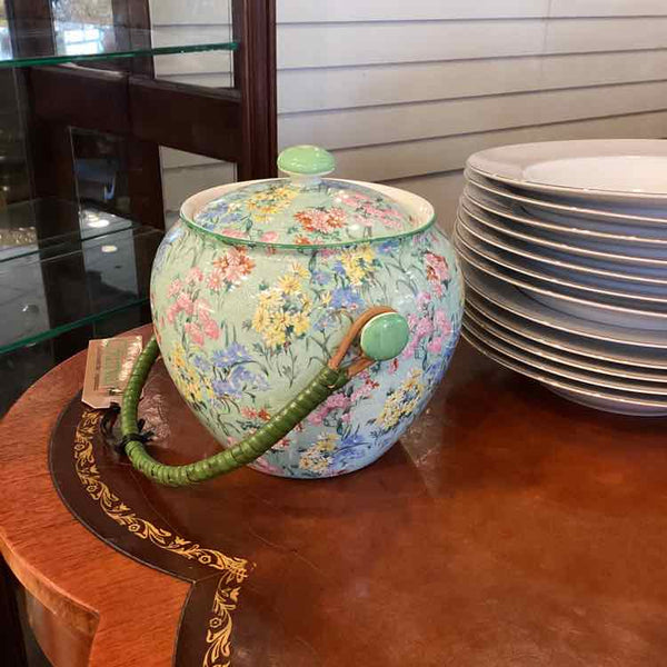 Shelley Aqua Chintz Biscuit Barrel