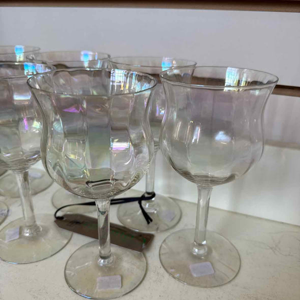 9 Vintage Iridescent Vintage Wine Glasses