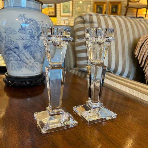 Pair Lead Crystal Candlesticks