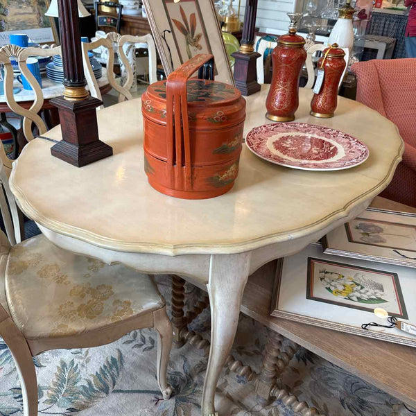 Vintage French Dining Table with 6 Chairs and 2 Leaves