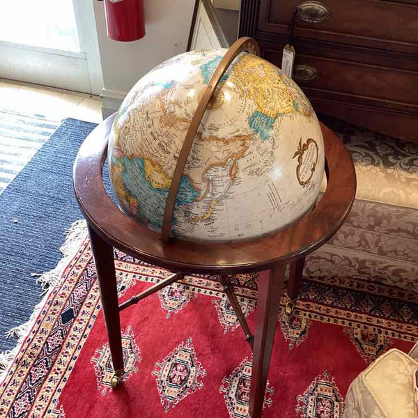 Floor Globe On Wood Stand With Casters
