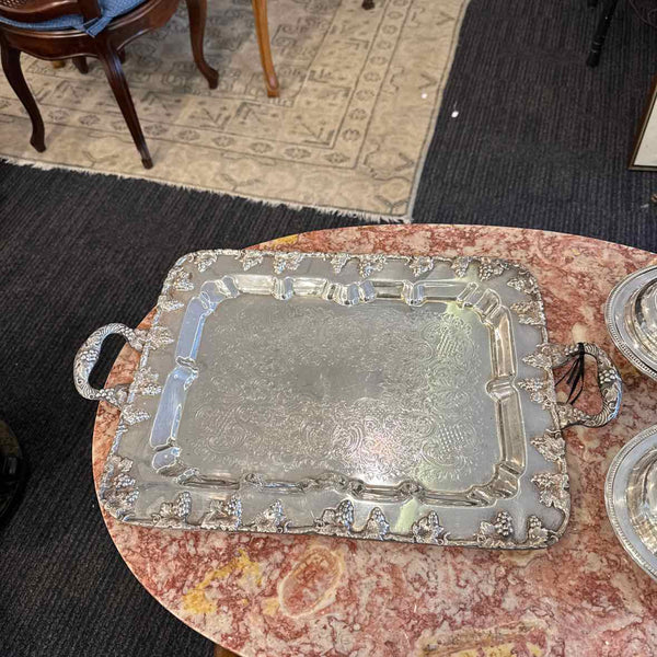 Grape Design Silverplate Tray