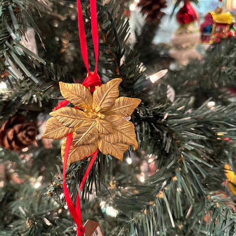 Gold Plated Poinsettia Ornament