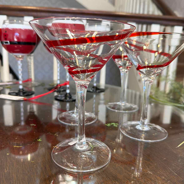 4 Martini/Sherbet Swirl Glasses
