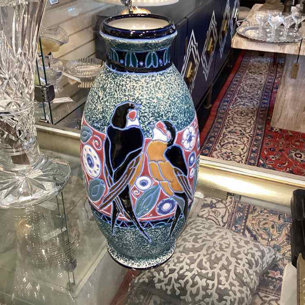 Art Deco Enamel Amphora Vase