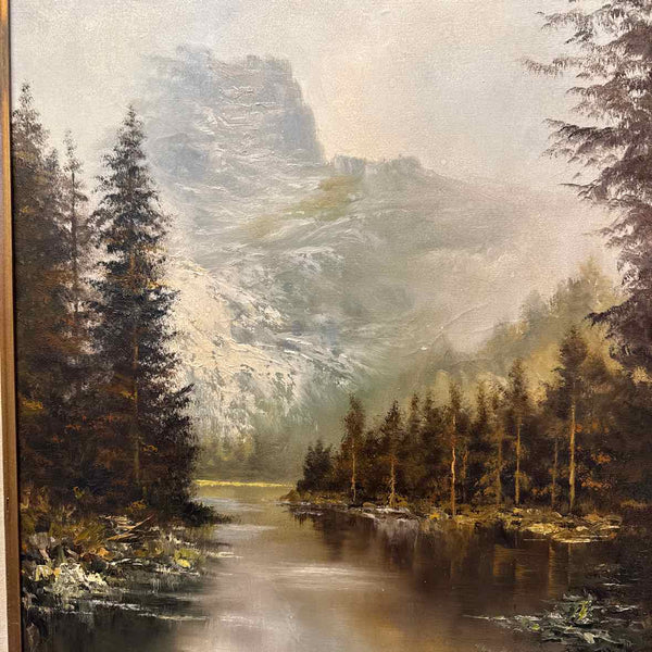 River & Mountain Oil Painting
