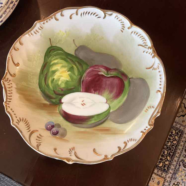 Four Fruit Plates With Gold Trim