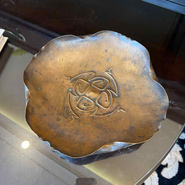 Antique Hammered Copper Dish