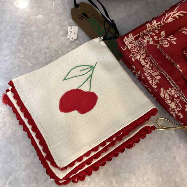 Four Embroidered Tea Napkins