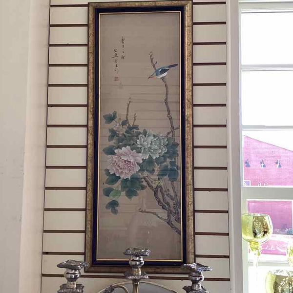 Framed Floral Painting on Silk