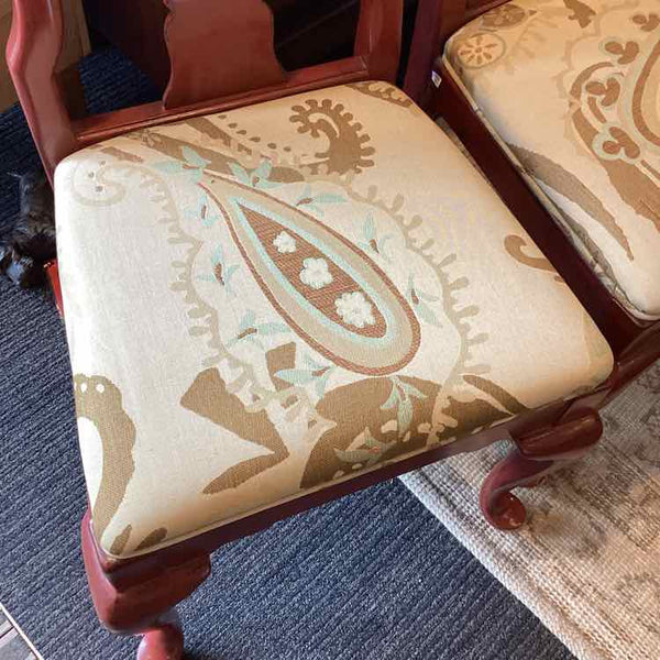 Four Queen Anne Red Painted Side Chairs