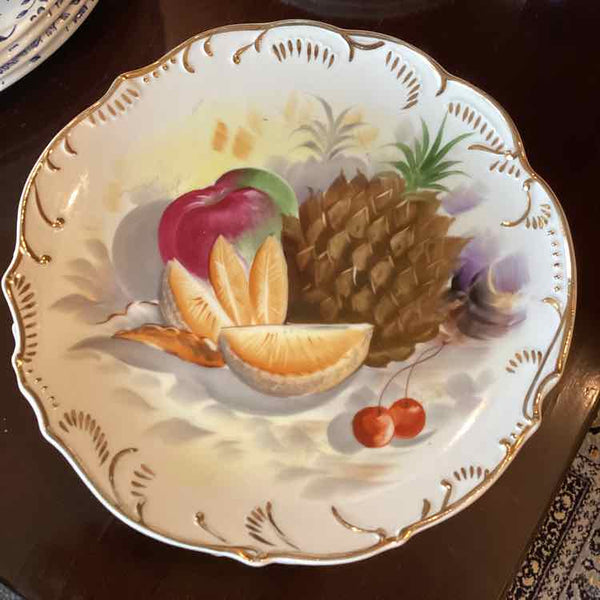 Four Fruit Plates With Gold Trim