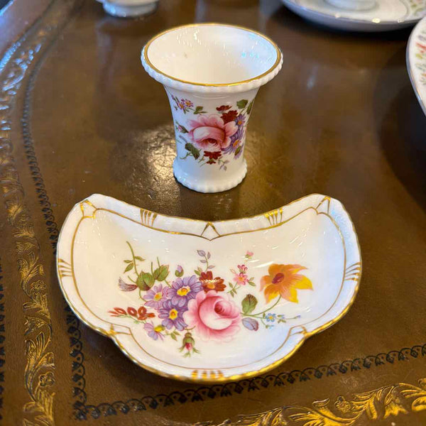 Toothpick Holder & Matching Floral Dish