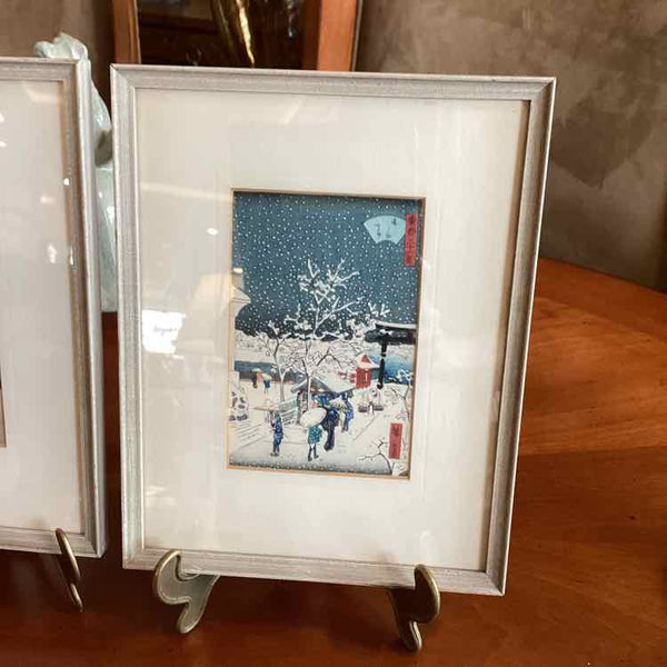Framed Pair of Japanese Winter Scenes