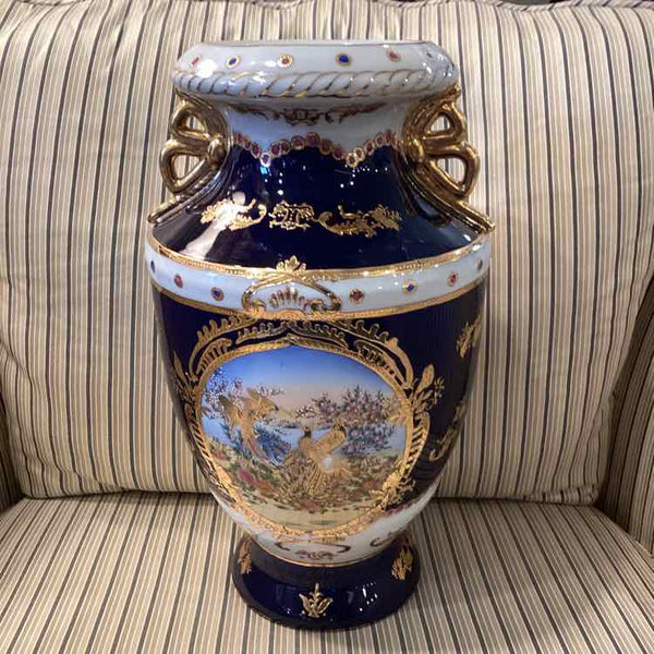 Limoges Vase w/ Navy & Gold Detail