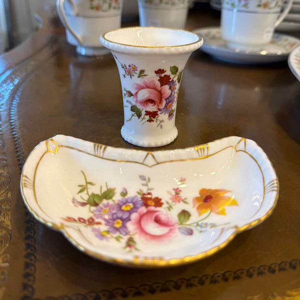 Toothpick Holder & Matching Floral Dish