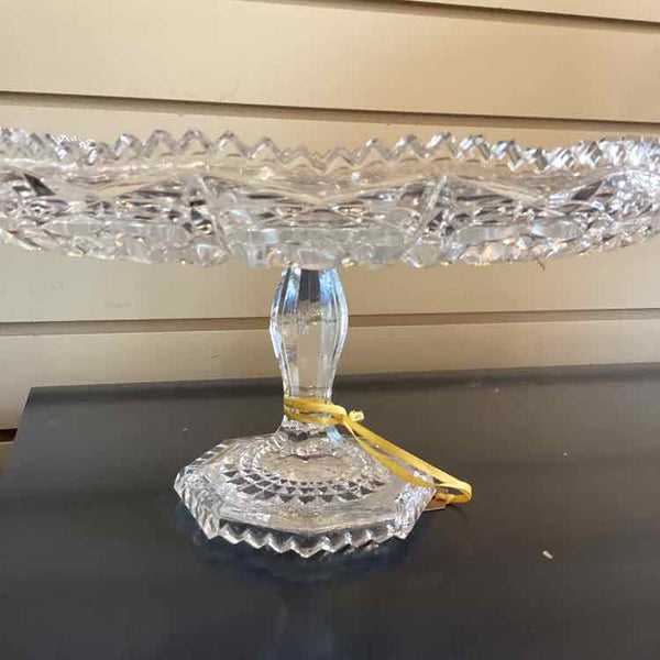 Vintage Clear Cut Crystal Cake Plate