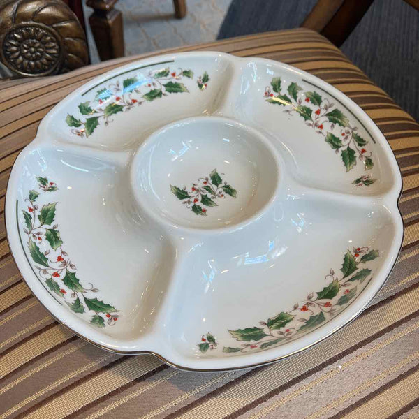 Holly Relish Dish - 5 Sections