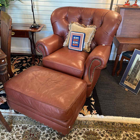 Large Leather Chair & Ottoman