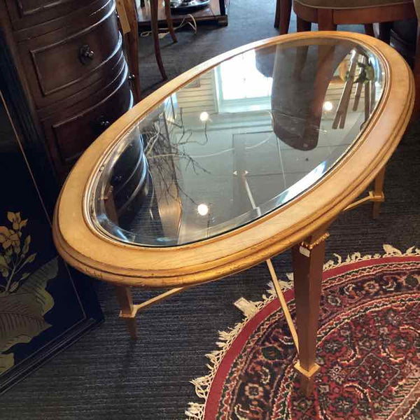 Hickory Chair Oval Gold & Glass Coffee Table