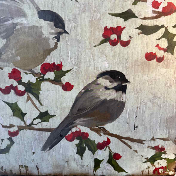 Chickadee Wood Block Art