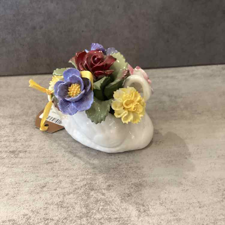 Aynsley Swan with Flowers Figurine